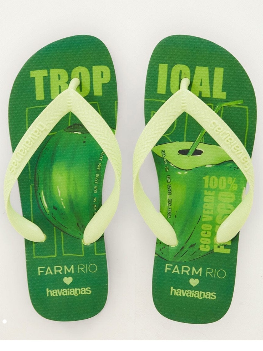 Havaianas Farm Rio Green Tropical Coconut Flip Flop Sandals